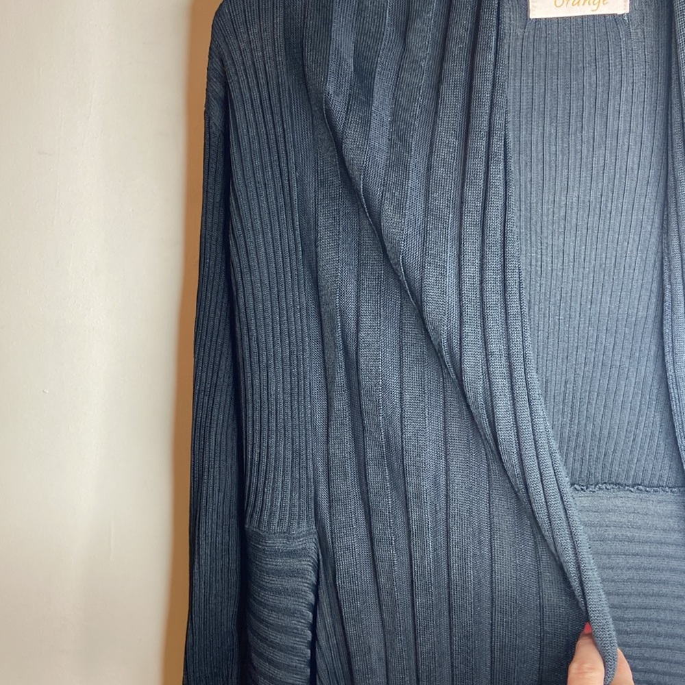 ORANGE Black Open Front Ribbed Cardigan - Picture 8 of 12